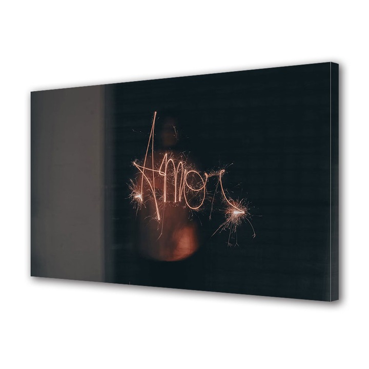 Tablou Canvas Luminos in intuneric VarioView LED, Vday, Iubire neon, 70 x 100 cm