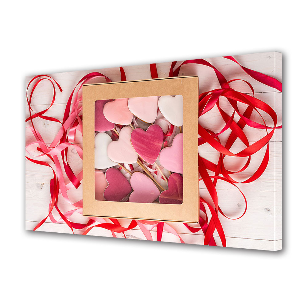 Tablou Canvas Luminos in intuneric VarioView LED, Vday, Rama pentru inimioare, 30 x 45 cm