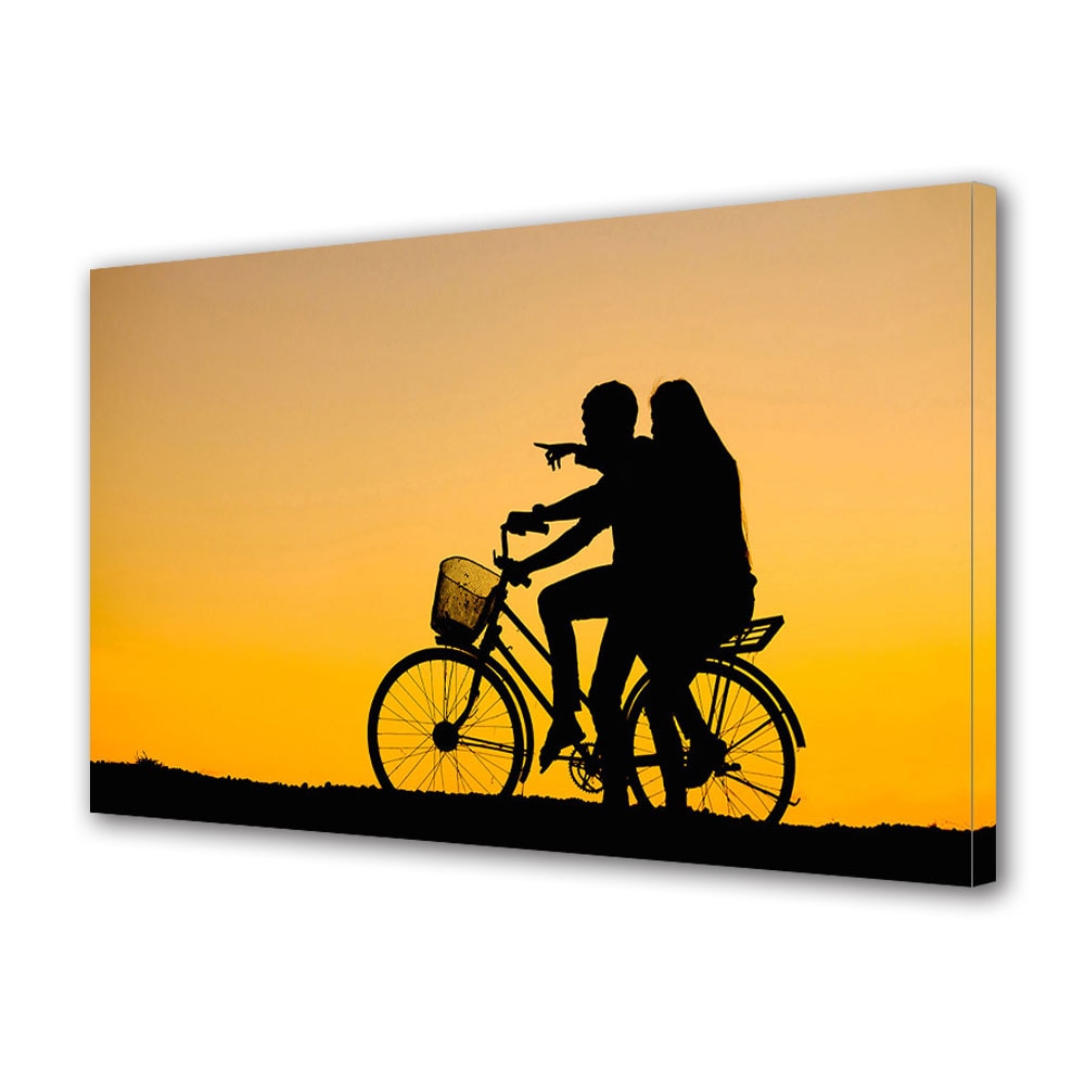Tablou Canvas Luminos in intuneric VarioView LED, Vday, Cuplu pe bicicleta, 40 x 60 cm