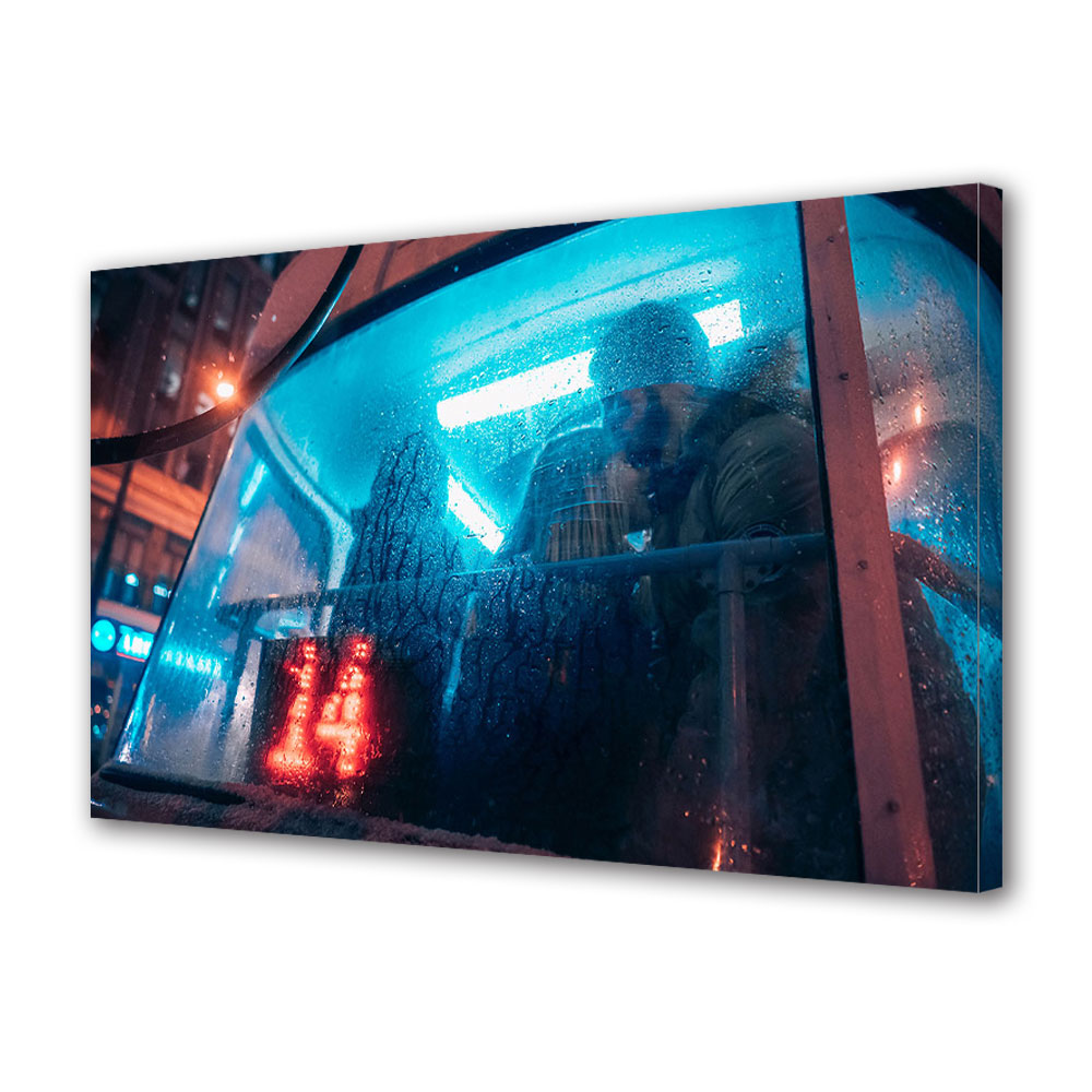 Tablou Canvas Luminos in intuneric VarioView LED, Vday, Iubire in transport comun, 30 x 45 cm