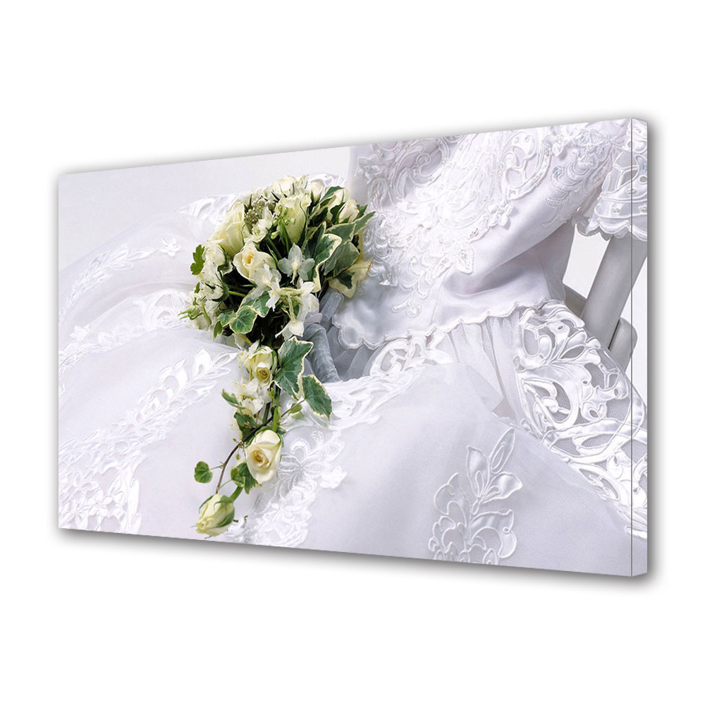 Tablou Canvas Luminos in intuneric VarioView LED, Vday, Buchet mireasa pe rochie, 30 x 45 cm