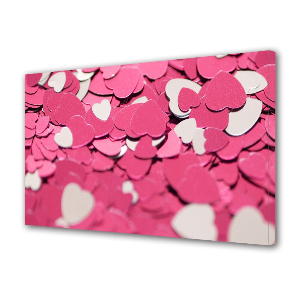 Tablou Canvas Luminos in intuneric VarioView LED, Vday, Multe inimioare roz si albe, 40 x 60 cm