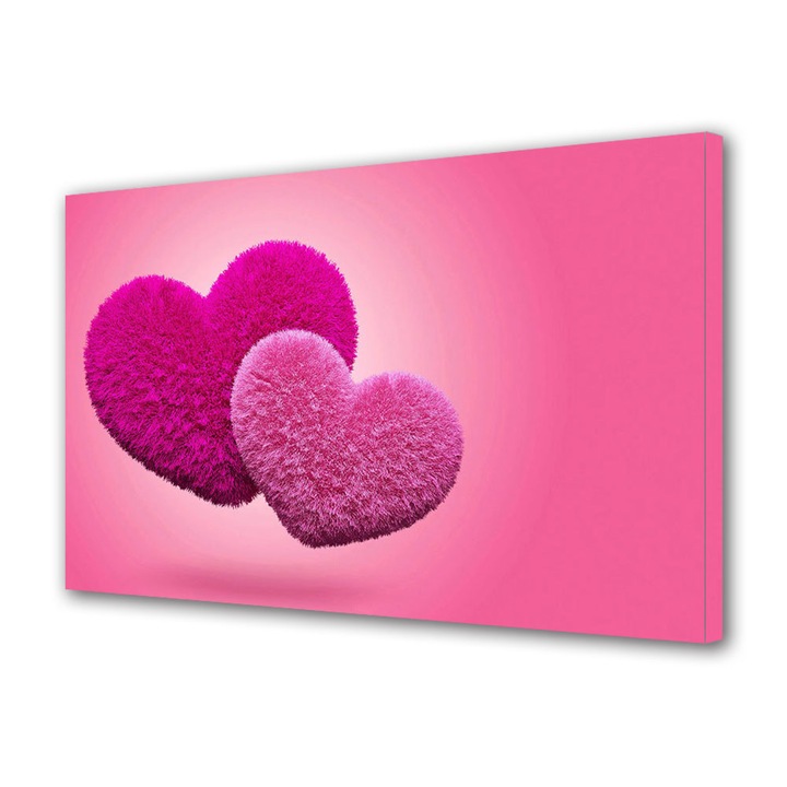 Tablou Canvas Luminos in intuneric VarioView LED, Vday, Inimi pufoase, 70 x 100 cm