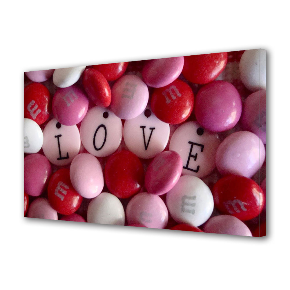Tablou Canvas Luminos in intuneric VarioView LED, Vday, M&M's pentru Ziua Indragostitilor, 30 x 45 cm