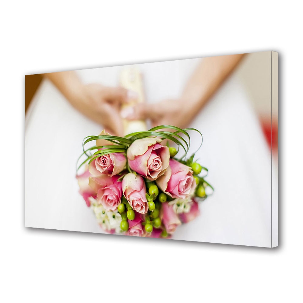 Tablou Canvas Luminos in intuneric VarioView LED, Vday, Buchet mireasa in prim plan, 30 x 45 cm