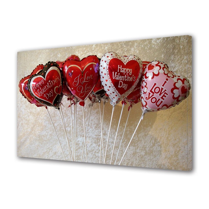 Tablou Canvas Luminos in intuneric VarioView LED, Vday, Baloane cu mesaj, 70 x 100 cm