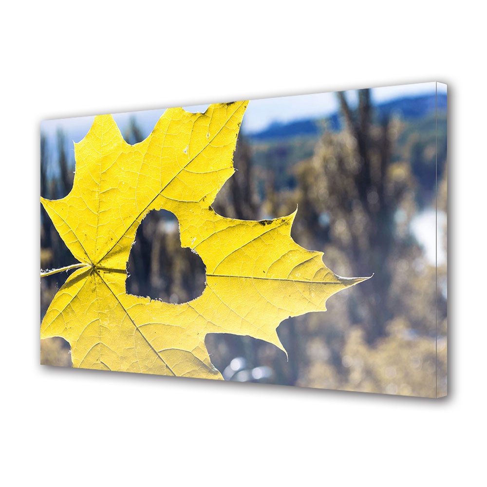 Tablou Canvas Luminos in intuneric VarioView LED, Vday, Forma de inima in frunza, 30 x 45 cm