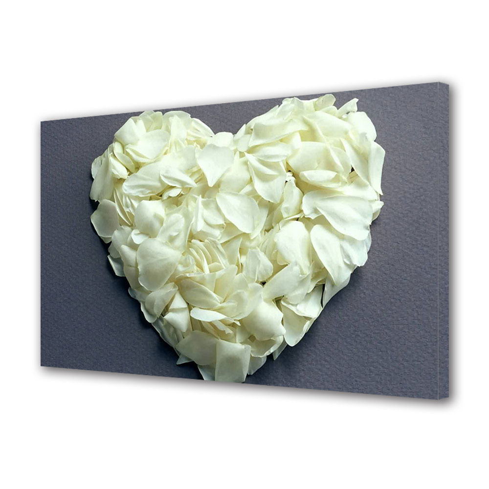 Tablou Canvas Luminos in intuneric VarioView LED, Vday, Inima alba din petale, 30 x 45 cm