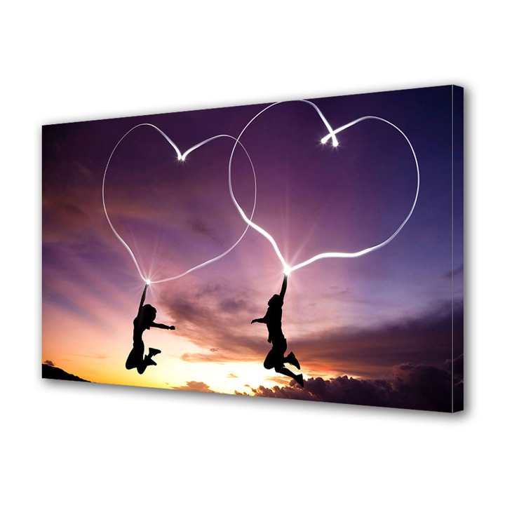 Tablou Canvas Luminos in intuneric VarioView LED, Vday, Plutind din dragoste, 70 x 100 cm