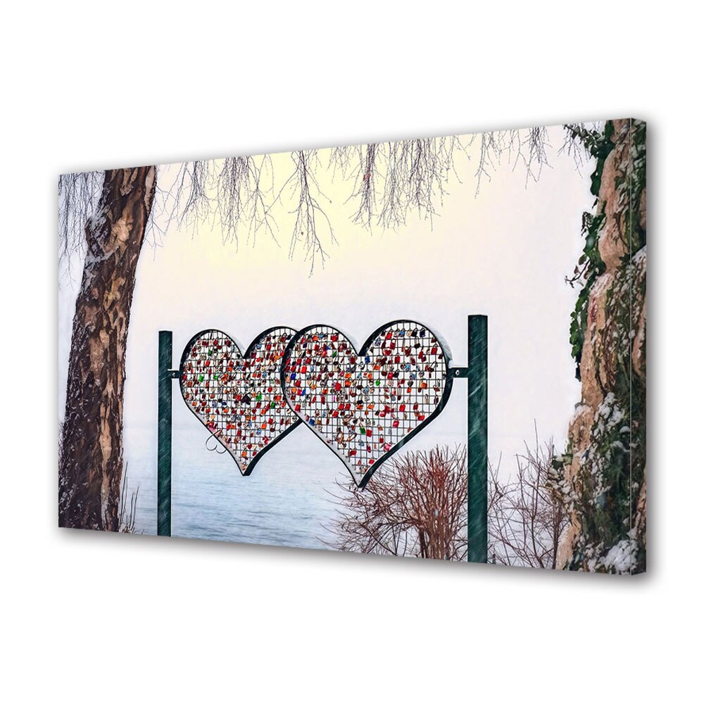 Tablou Canvas Luminos in intuneric VarioView LED, Vday, Inimi si lacate, 30 x 45 cm