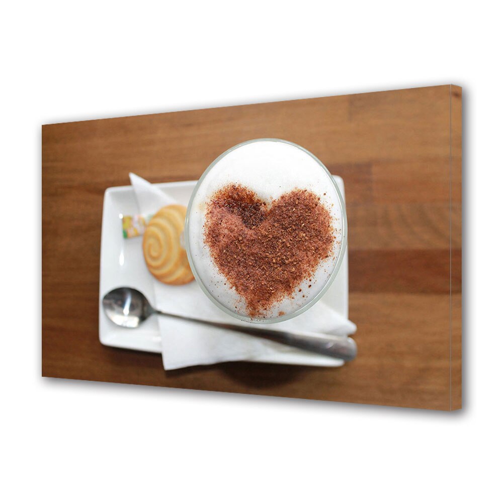 Tablou Canvas Luminos in intuneric VarioView LED, Vday, Cafea si o inima din scortisoara, 30 x 45 cm