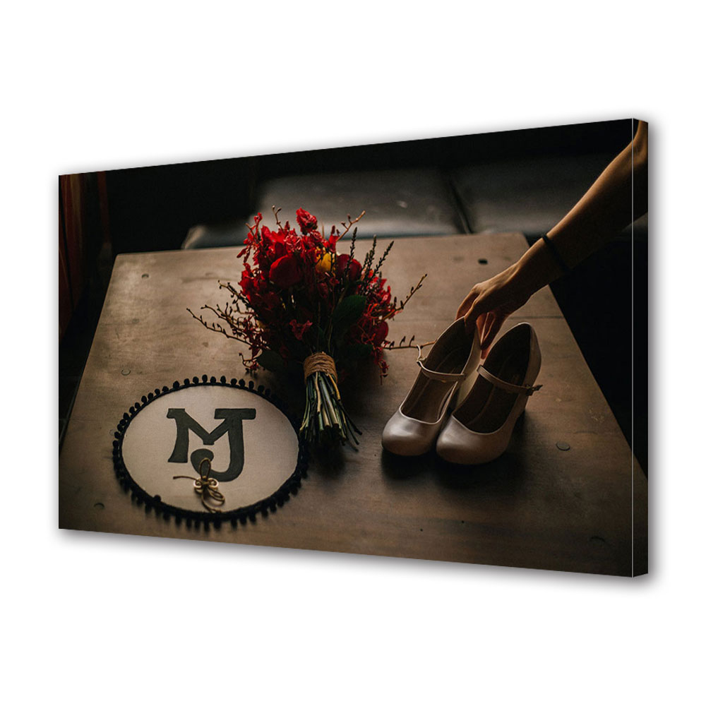 Tablou Canvas Luminos in intuneric VarioView LED, Vday, Buchet si pantofi, 40 x 60 cm