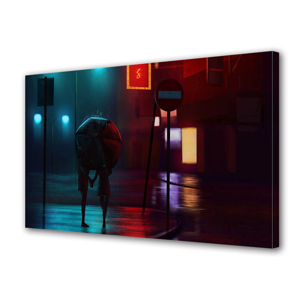 Tablou Canvas Luminos in intuneric VarioView LED, Vday, Indragotiti sub umbrela, 40 x 60 cm