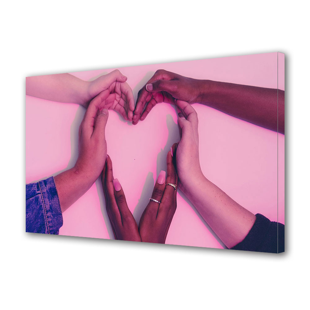 Tablou Canvas Luminos in intuneric VarioView LED, Vday, Maini diferite cu inima, 30 x 45 cm