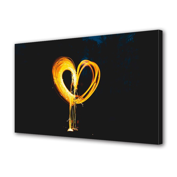 Tablou Canvas Luminos in intuneric VarioView LED, Vday, Inima mare si aprinsa, 70 x 100 cm