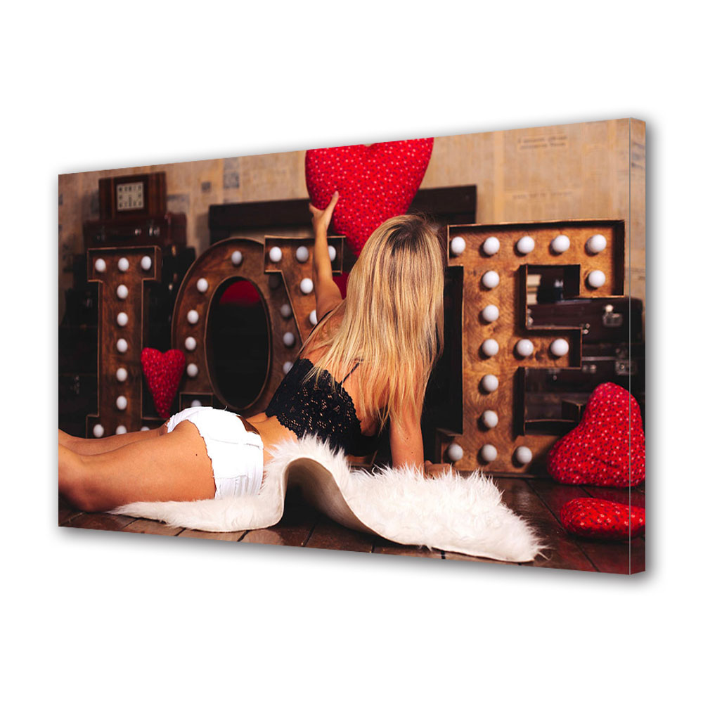 Tablou Canvas Luminos in intuneric VarioView LED, Vday, Aranjand dragostea, 30 x 45 cm