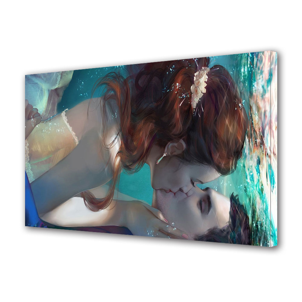 Tablou Canvas Luminos in intuneric VarioView LED, Vday, Sarut in apa, 40 x 60 cm
