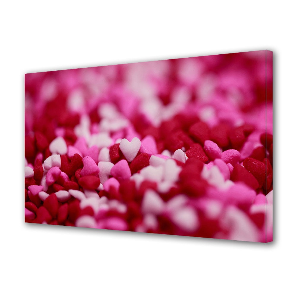 Tablou Canvas Luminos in intuneric VarioView LED, Vday, Inimi multe roz si rosii, 30 x 45 cm