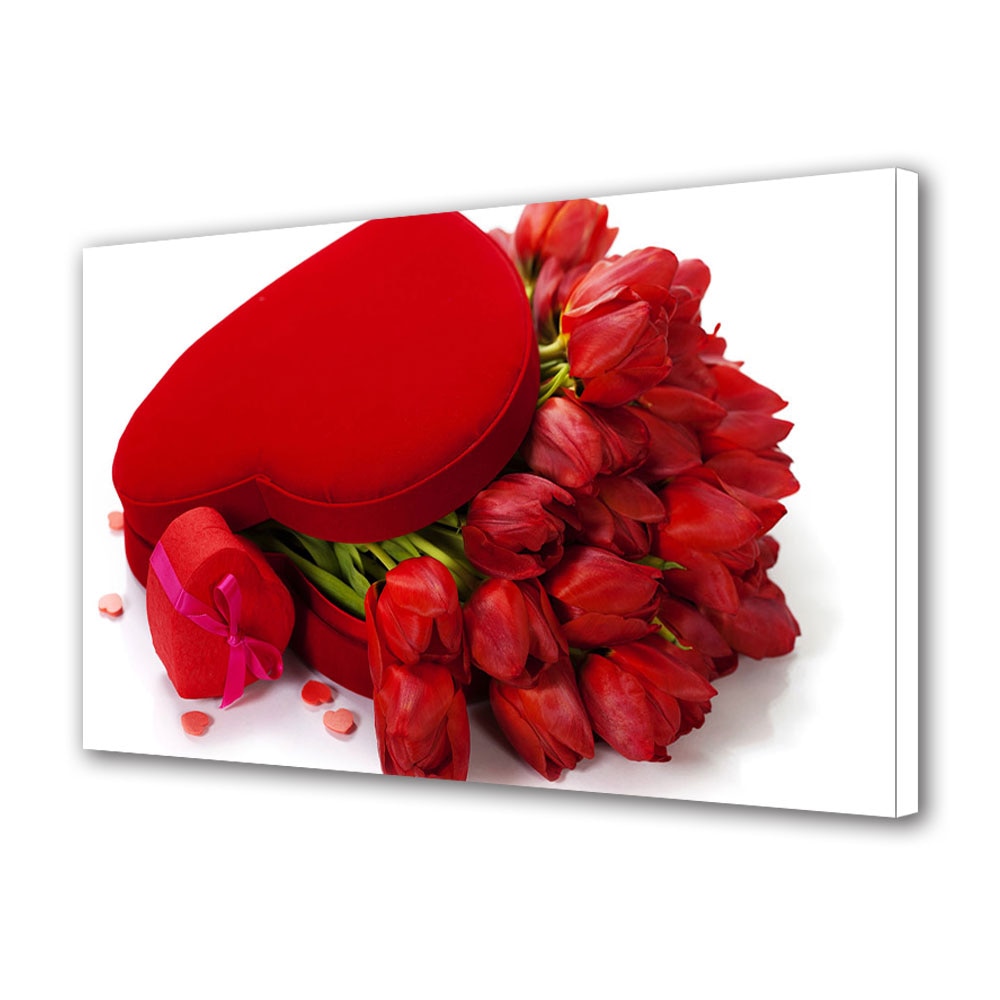 Tablou Canvas Luminos in intuneric VarioView LED, Vday, Lalele cadou, 40 x 60 cm