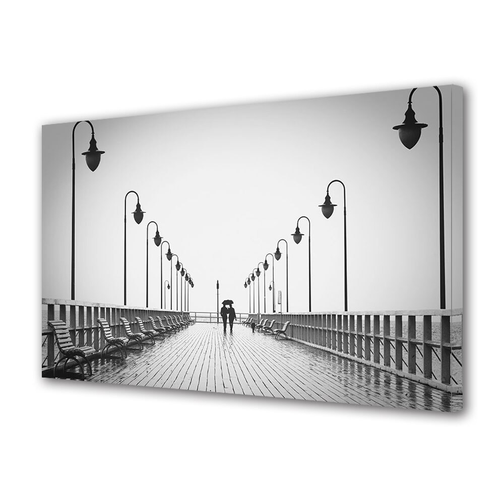 Tablou Canvas Luminos in intuneric VarioView LED, Vday, Plimbare in alb negru, 30 x 45 cm