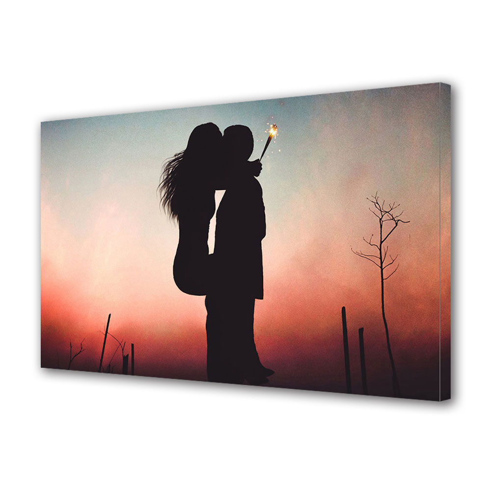 Tablou Canvas Luminos in intuneric VarioView LED, Vday, Cuplu afara, 30 x 45 cm