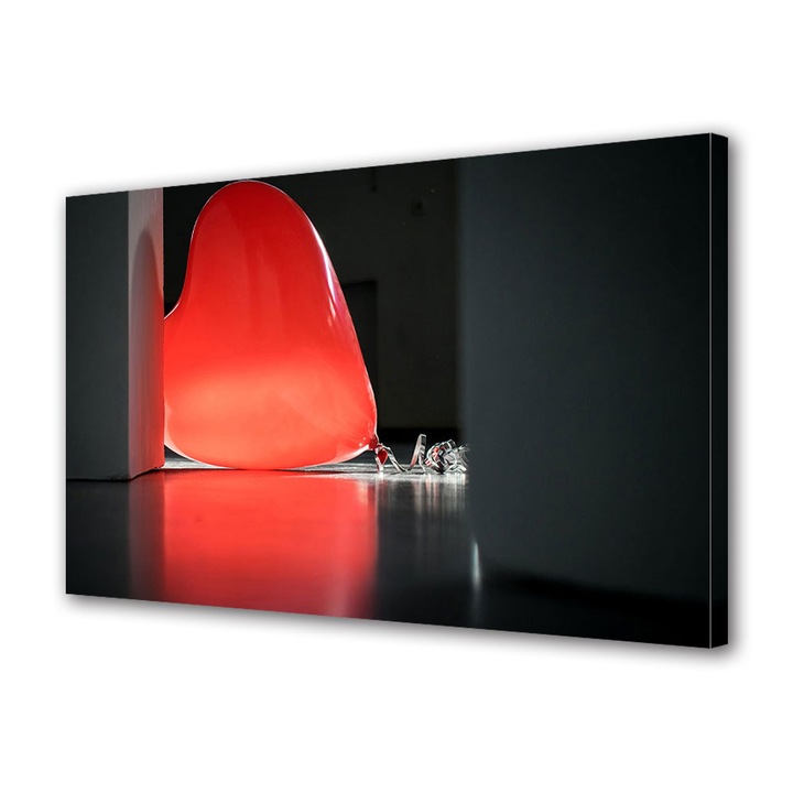 Tablou Canvas Premium Heartwork TrueColor Colectia Ziua Indragostitilor, Dragobete, Valentine's Day, Balon lasat in camera, Decoratiuni Moderne pentru Casa, 20 x 30 cm