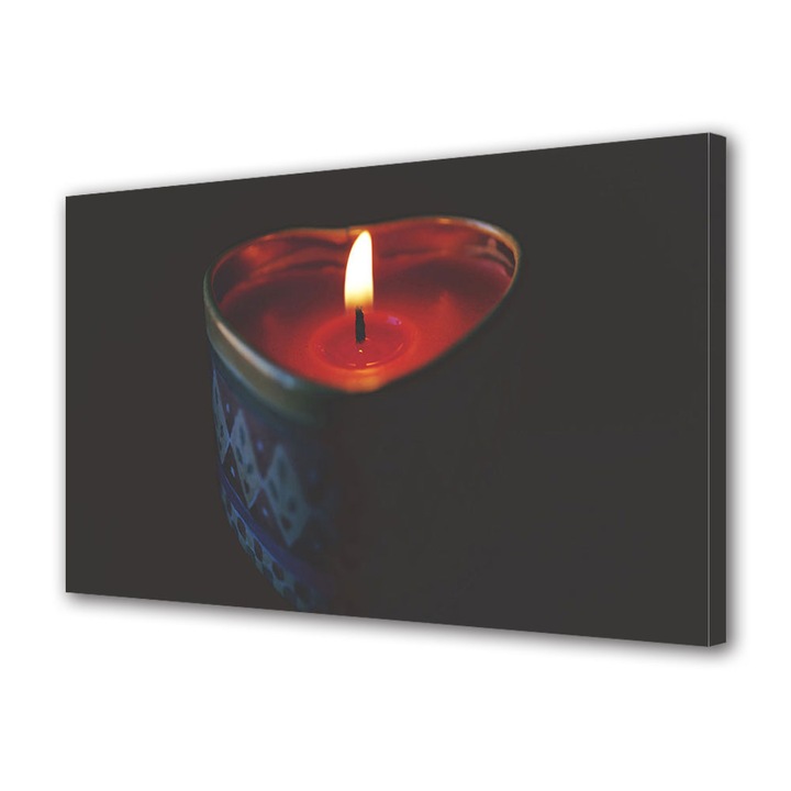 Tablou Canvas Luminos in intuneric VarioView LED, Vday, Lumanare aprinsa, 70 x 100 cm