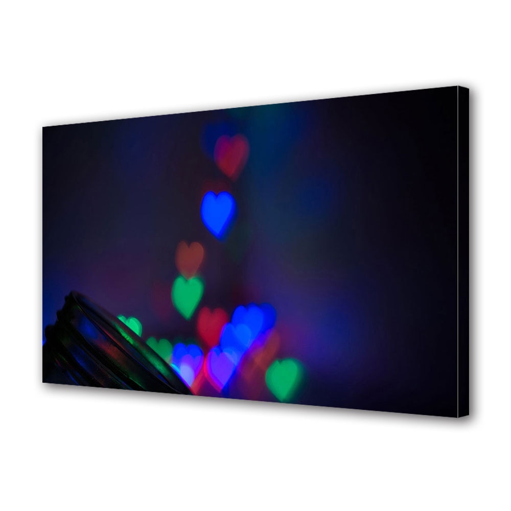 Tablou Canvas Luminos in intuneric VarioView LED, Vday, Inimi din borcan, 30 x 45 cm