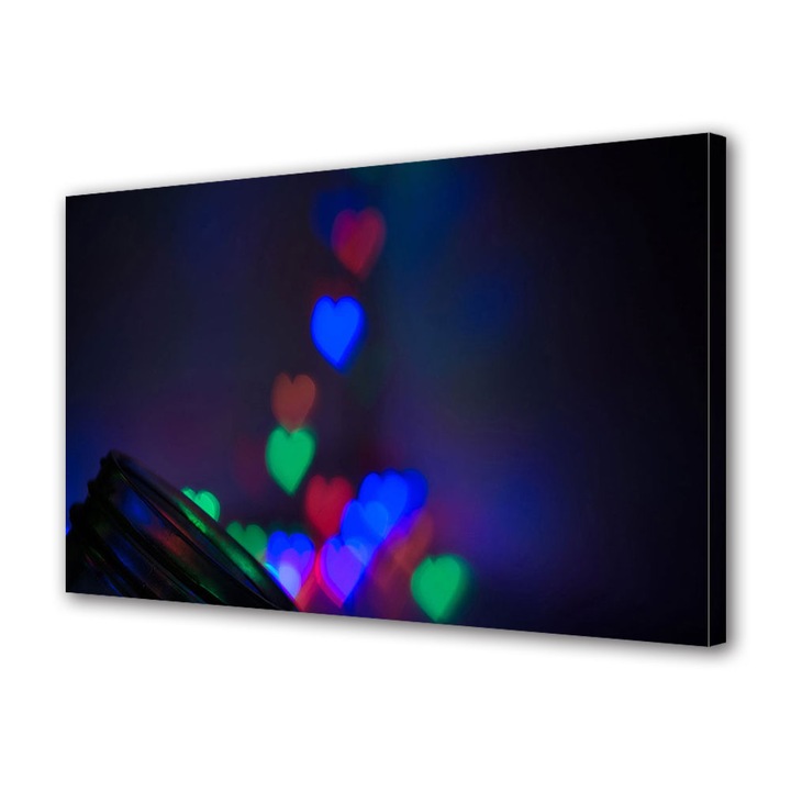 Tablou Canvas Luminos in intuneric VarioView LED, Vday, Inimi din borcan, 70 x 100 cm