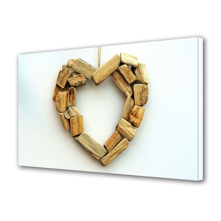Tablou Canvas Luminos in intuneric VarioView LED, Vday, Lemnul inimii, 70 x 100 cm
