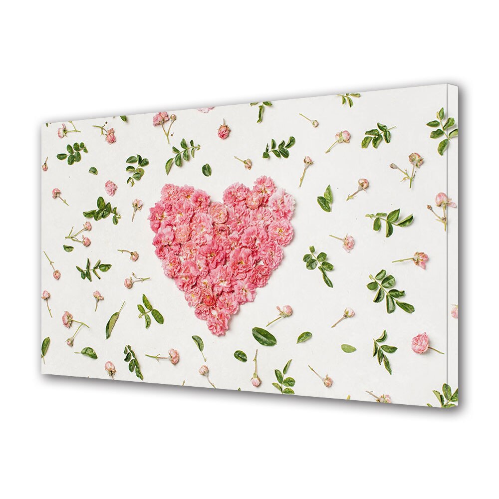 Tablou Canvas Luminos in intuneric VarioView LED, Vday, Inima din flori si frunze, 30 x 45 cm