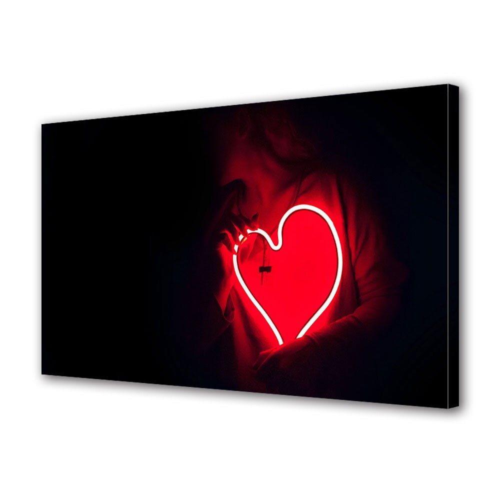 Tablou Canvas Luminos in intuneric VarioView LED, Vday, Inima cu raze rosii, 30 x 45 cm