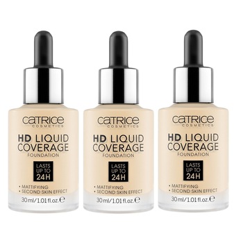 Pachet 3X Fond de ten Catrice HD Liquid Coverage, 002 Porcelain Beige, 30 ml Pachet 3X Fond de ten Catrice HD Liquid Coverage, 002 Porcelain Beige, 30 ml