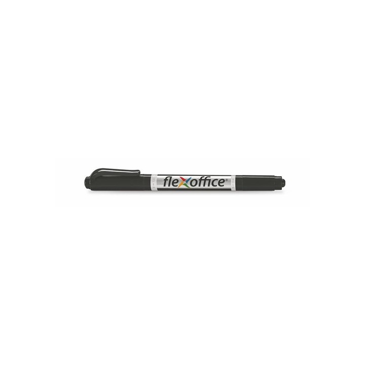 Alkoholos marker, 0,4/1,0 mm, kúpos, kétvégű, FLEXOFFICE "PM01", fekete
