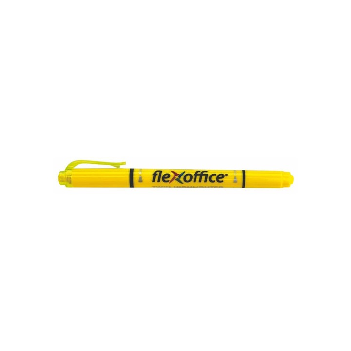 Evidentiator de text, 1/4 mm, cu doua capete, FLEXOFFICE „HL01”, Galben