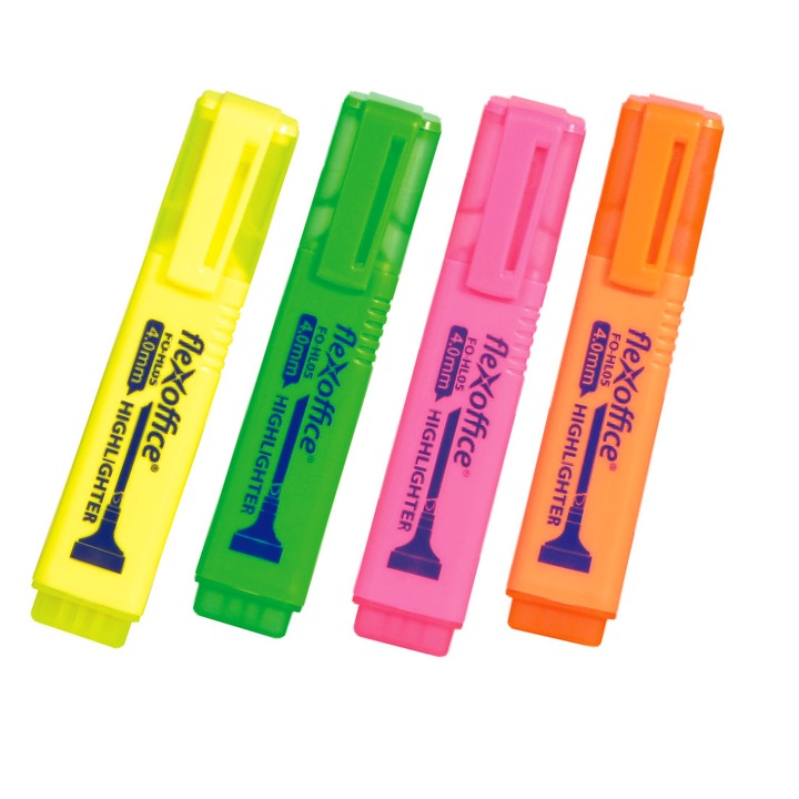 Set markere, 1-4 mm, FLEXOFFICE, 4 culori diferite, Multicolor