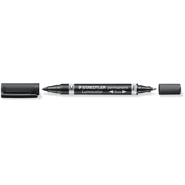 Маркер Staedtler Lumocolor Duo двувърх F/M алкохолен, черен