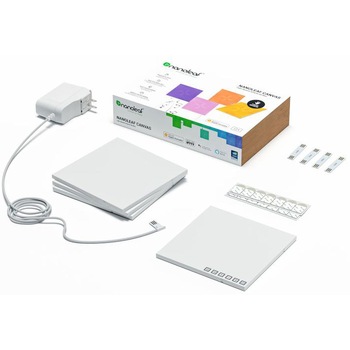 Kit panouri luminoase modulare inteligente Nanoleaf Canvas Smarter Kit, LED RGBW, Wi-Fi, compatibil iOS/Android, Apple HomeKit/Google Home/Amazon Alexa, 4 panouri Kit panouri luminoase modulare inteligente Nanoleaf Canvas Smarter Kit, LED RGBW, Wi-Fi, compatibil iOS/Android, Apple HomeKit/Google Home/Amazon Alexa, 4 panouri