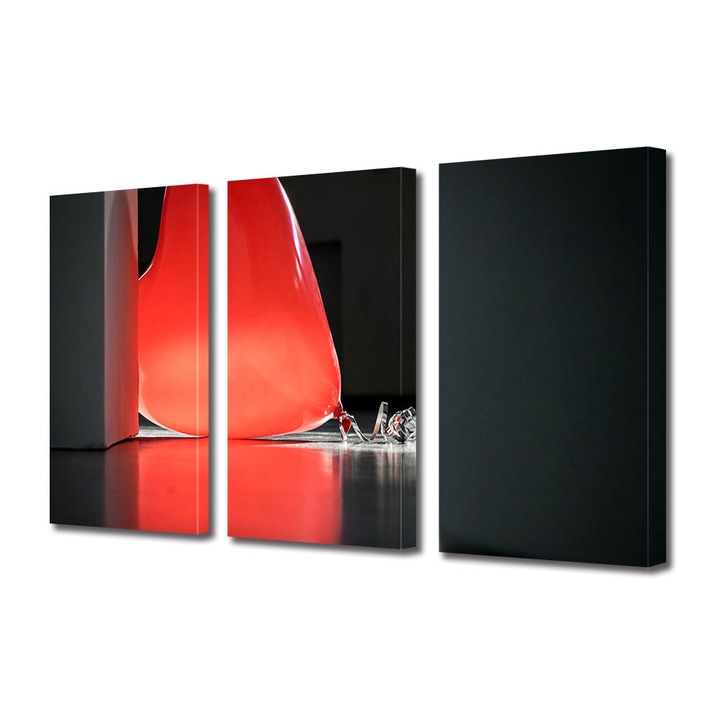 Set Tablouri Multicanvas 3 piese Colectia Ziua Indragostitilor, Dragobete, Valentine's Day, Balon lasat in camera, Decoratiuni Moderne pentru Casa, 3 x 40 x 60 cm