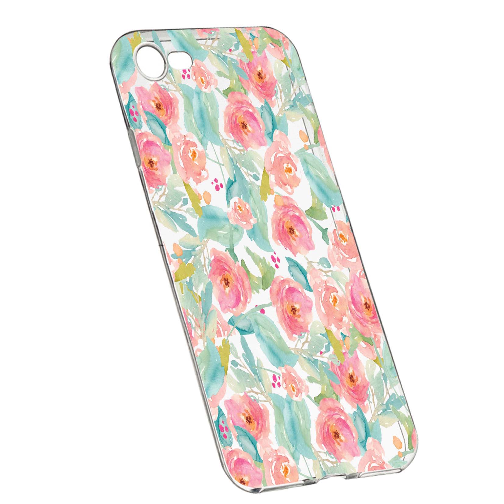 Husa de protectie, Flori, culorile de pastel, pentru Apple iPhone 6 / 6S, rezistenta la uzura, anti-alunecare, din silicon Premium, 503