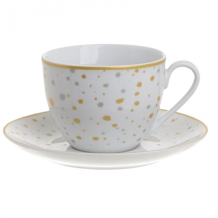 Set 6 cesti si farfurii din portelan Joy White Gold 200 ml