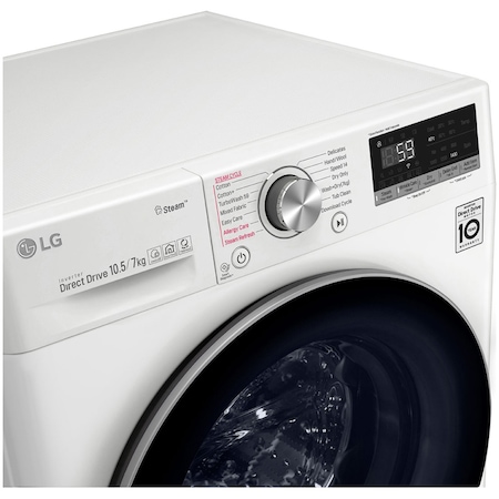 Masina de spalat rufe cu uscator LG F4DV710H1, Spalare 10.5 kg, Uscare 7 kg, 1400 RPM, Clasa A, Motor AI Direct Drive, Turbowash, Steam+, WiFi, Alb