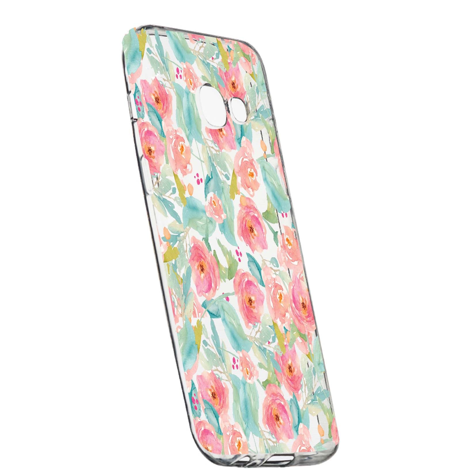 Husa de protectie, Flori, culorile de pastel, pentru Samsung Galaxy J4 Plus 2018, rezistenta la uzura, anti-alunecare, din silicon Premium, 503