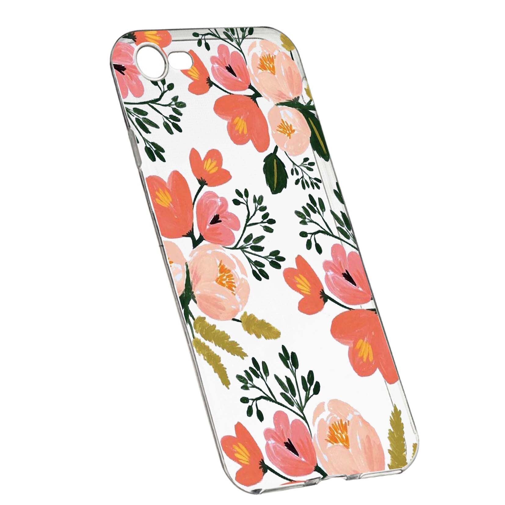 Husa de protectie, Flori, culorile de pastel, pentru Apple iPhone 6 / 6S, rezistenta la uzura, anti-alunecare, din silicon Premium, 504