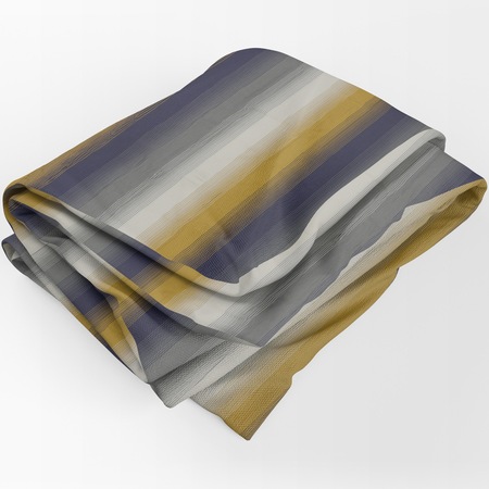 Lenjerie de pat 4 piese Kring Faded Stripe, pentru 2 persoane, 144 TC, bumbac 100%, Gri/Albastru/Galben/Alb