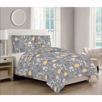 Lenjerie de pat 4 piese Kring Olia, pentru 2 persoane, 144 TC, bumbac 100%, Gri/Crem Lenjerie de pat 4 piese Kring Olia, pentru 2 persoane, 144 TC, bumbac 100%, Gri/Crem