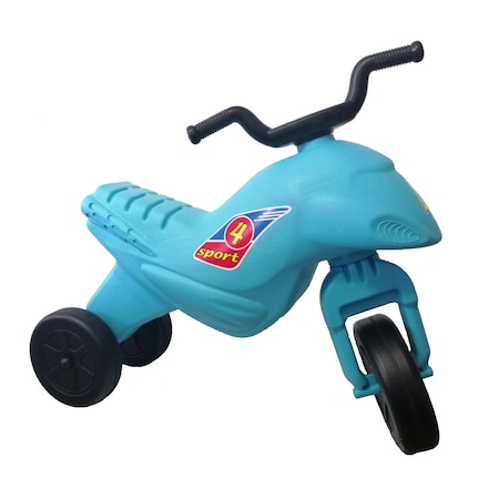 Motocicleta copii cu trei roti fara pedale, mare, culoarea albastru deschis