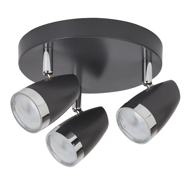 Спот Rabalux Karen ,3x4W LED , Тъмно сив/Хром