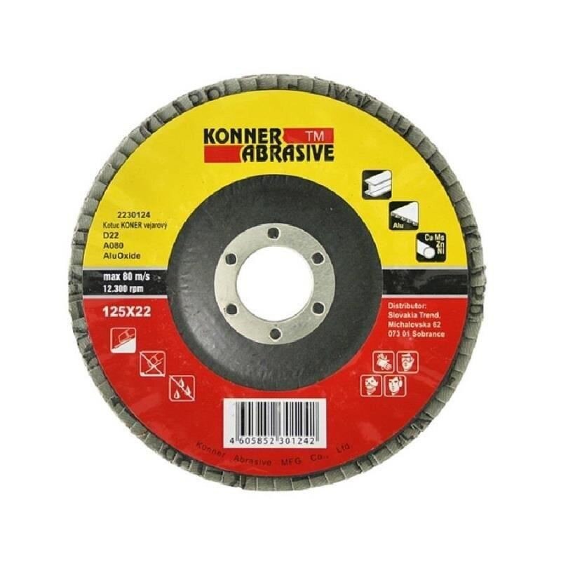 Disc lamelar frontal otel inox, Konner 125 x 22 mm, P80