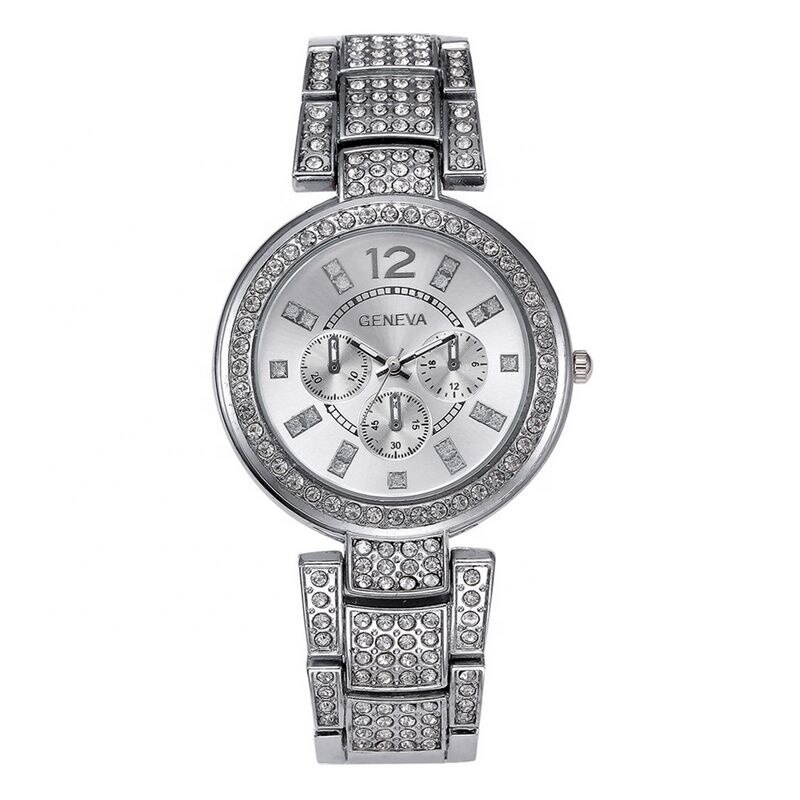 Ceas Geneva Dama Quartz Casual Elegant Argintiu, PN999833SR, curea din metal (zale), afisaj Analog